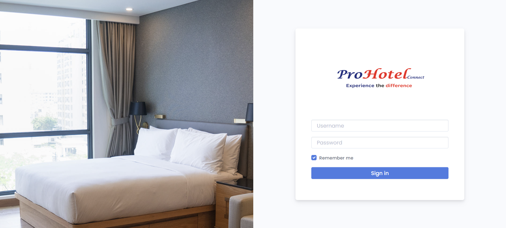 ProHotelConnect Login Screen